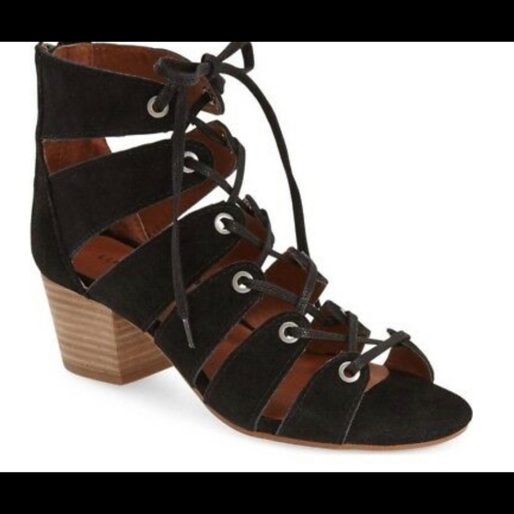 Lucky Brand Black Suede tie up sandals